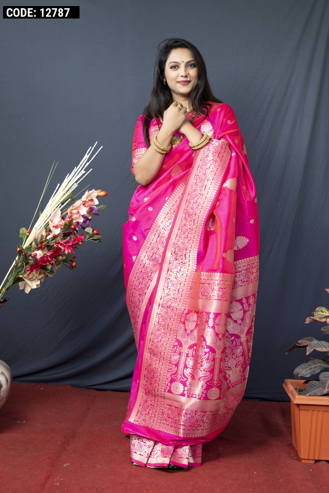 Rani Pink Kanchipuram Pattu Silk Saree – Sunasa