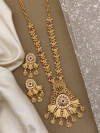 Golden Polished Kemp Stone Studded Necklace Set