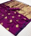magenta color banarasi silk saree with zari weaving work