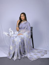Gray color soft georgette saree with zari weaving work