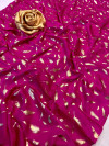 Rani pink color pure satin silk saree with foil printed work