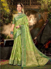 Pista green color soft banarasi silk saree with zari weaving work