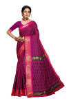 Magenta color soft cotton saree with woven design