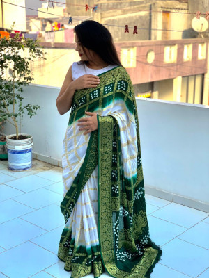 Off White and Muted Gold linen saree