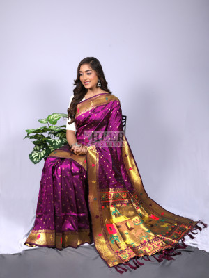 Buy Beautiful Silk Blend Paithani Saree with Blouse Piece For Women Online  In India At Discounted Prices