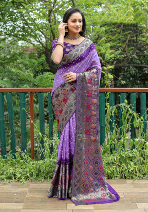 Buy Lavender & Purple- kanchipuram silk saree online | kanchipuram silk  from ShrusEternity