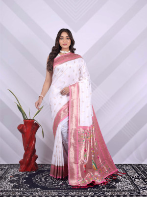 Bandhej Printed Art Silk Saree in Yellow and Pink : SVFA215