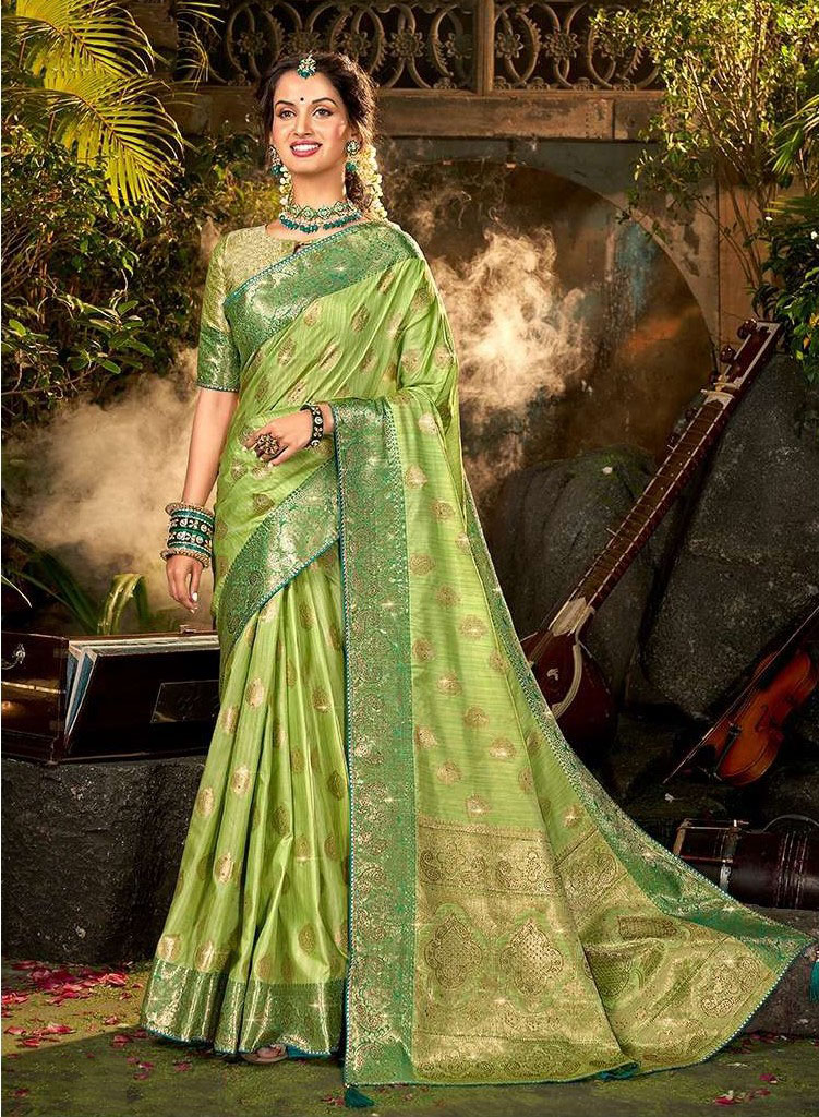 Fabulous pista green silk saree for wedding  G3WSA53208  G3fashioncom