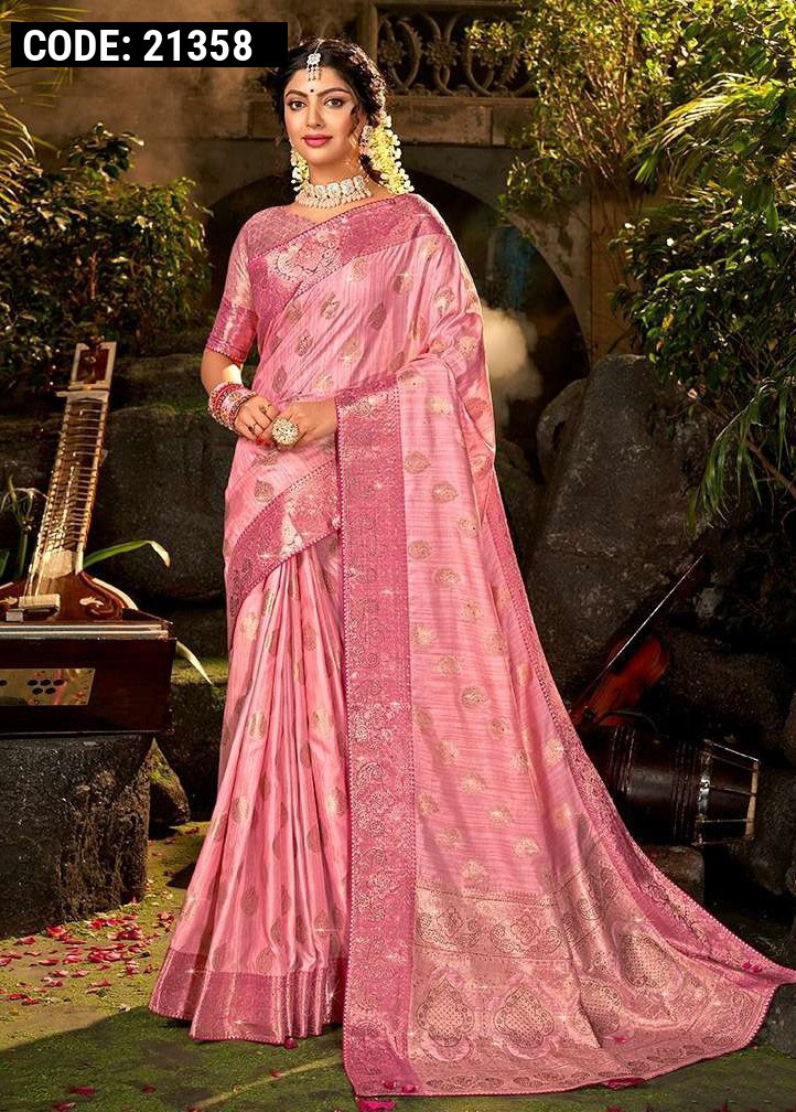 Pink Silk Light Weight Saree 244844