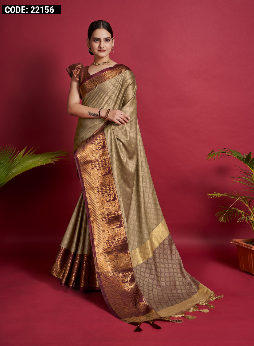 Soft Silk With Gold Zari Chex Work Saree Collection