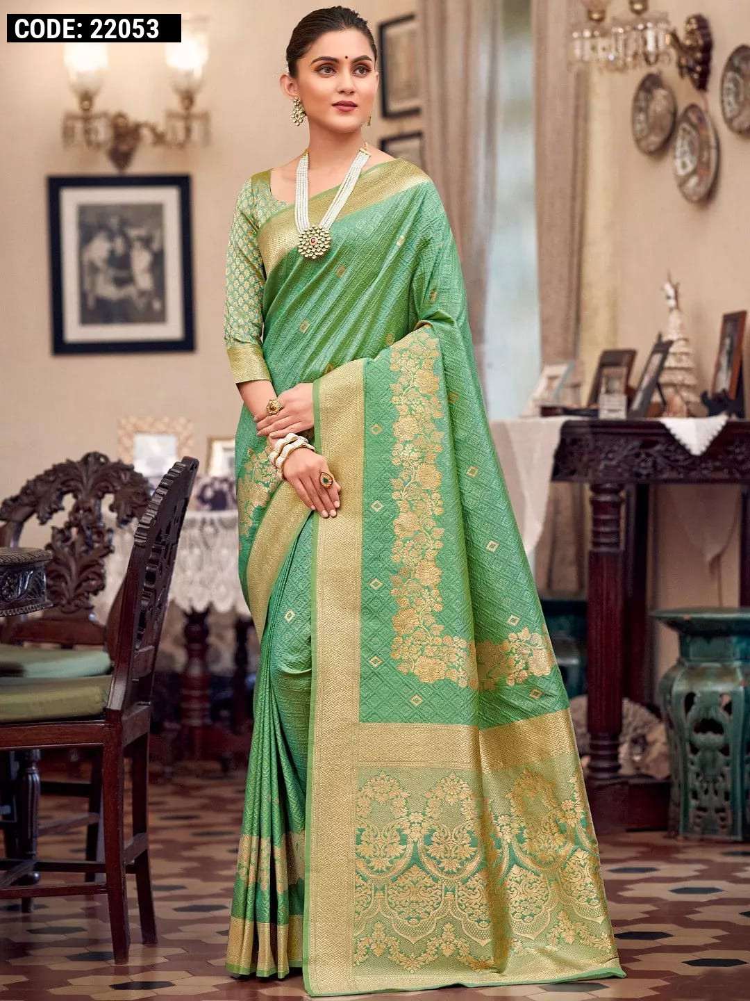 Deep Pista Green Color Pure Handloom Pattu Silk Saree (She Saree 2348)