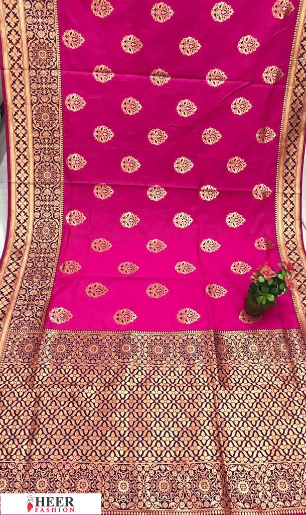Ivory Banarasi Silk Blend Saree with Meenakari Animal–Floral Jaal and Rani Pallu