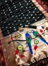 Black color color paithani silk saree with zari weaving work