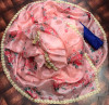 Pink color organza silk saree with different floral digital print