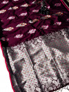 Magenta color lichi silk weaving jacquard saree