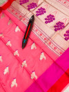 Pink color linen cotton silk saree