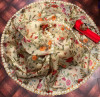 Cream color organza silk saree with different floral digital print