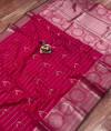 Pink color pure jacquard weaving saree with zari work