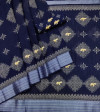 Navy blue color soft cotton saree with beautiful printed work
