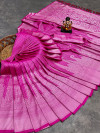 Rani pink color soft fancy silk saree with silver zari weaving work