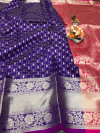 Purple color weaving silk saree with zari work