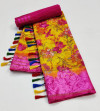 Yellow color soft cotton saree with printed work