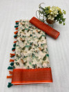 Multi color soft cotton saree with digital printed design