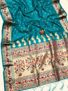 Firoji color soft paithani silk saree with zari woven work
