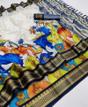 Multi color slub cotton saree with printed design