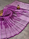 Magenta color soft fancy silk saree with silver zari weaving work