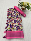Multi color soft cotton saree with digital printed design