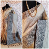 Cream color banglori handloom Raw Silk weaving work saree
