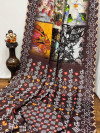 Multi color crape silk saree with kalamkari bandhej print