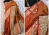 Orange color banglori handloom Raw Silk weaving work saree