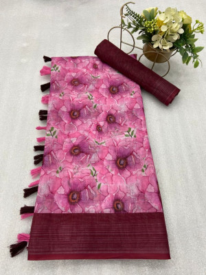 Multi color soft cotton saree with digital printed design