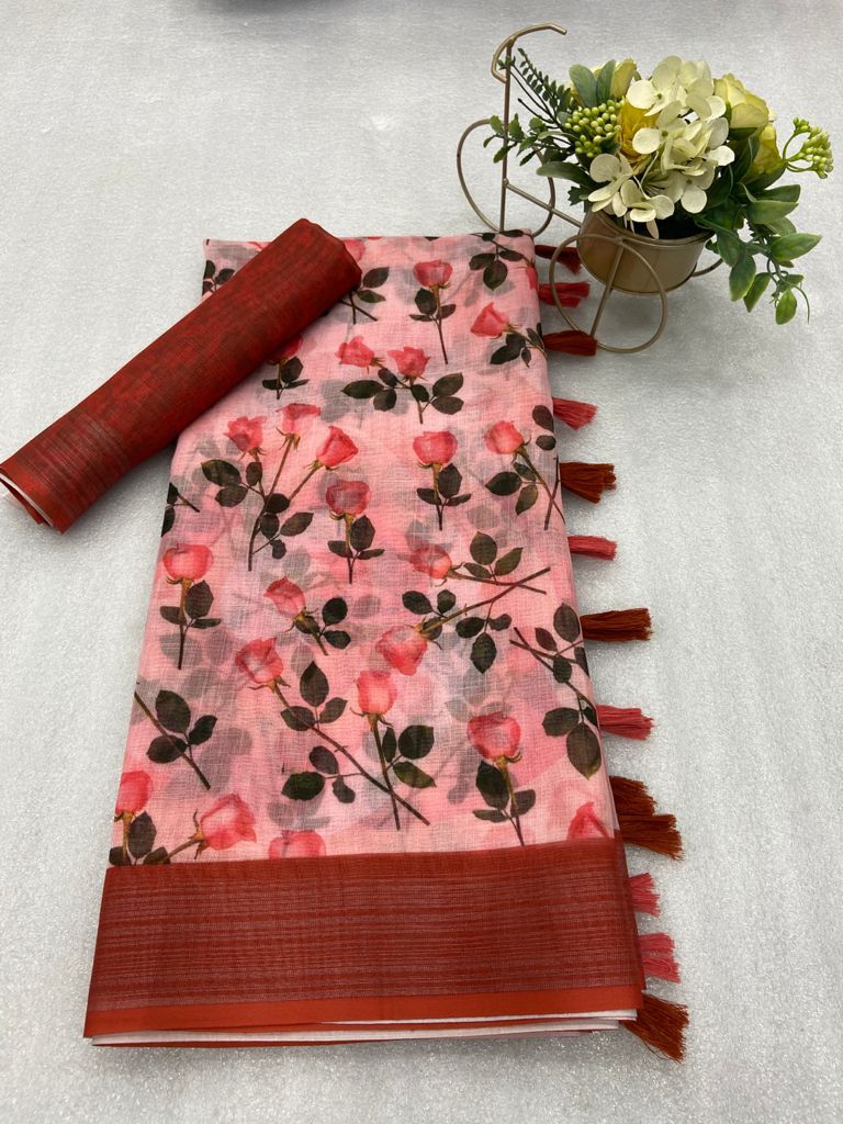 Multi color soft cotton saree with digital printed design
