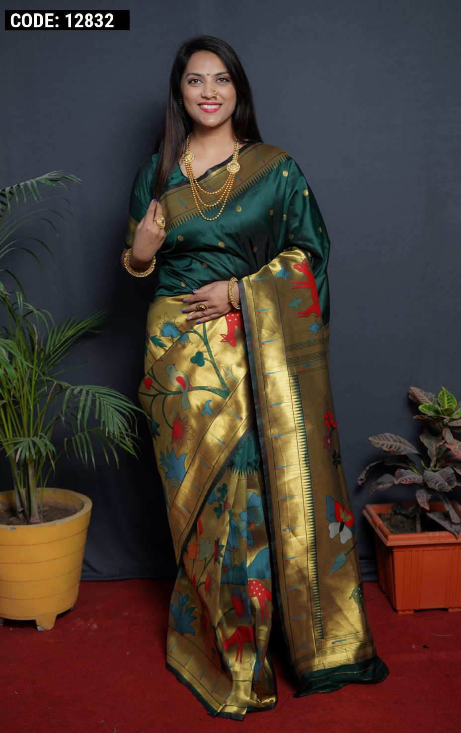 Yellow & Green Paithani Silk saree blouse for women | Traditional Indian  Saree | The Silk Trend