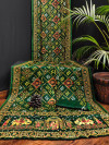 Bottle green color hand bandhej gaji silk saree with zari weaving work
