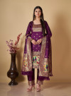 Magenta color paithani silk unstitched dress