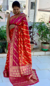 Maroon and rani pink color soft art silk saree with zari weaving work