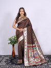 Coffee color paithani silk saree with zari weaving work