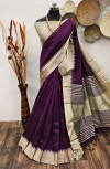 Magenta color banglori raw silk saree with woven design