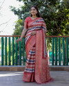 Multi color linen silk saree with digital printed work
