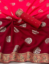 Pink and maroon color georgette saree with foil printed work
