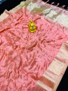 Gajari color soft organza silk saree with embroidery work