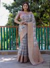 Beige color dola silk saree with digital printed work