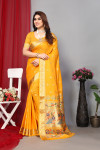 Yellow color paithani silk saree with zari weaving work