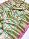 Pista green color banarasi silk saree with zari weaving work
