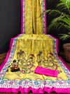 Multi color muslin silk saree with digital printed work