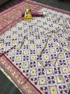 White color patola silk saree with zari weaving work